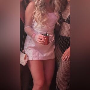 Elegant White Mini Romper with Pearl Accents